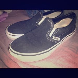 Kids black and white slip on vans